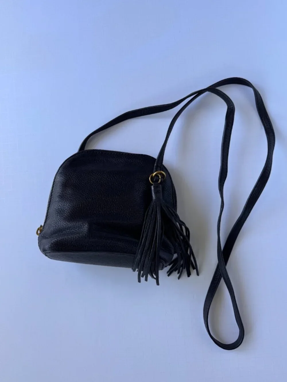 HOBO | Nash | Black Pebbled Leather Crossbody Bag with Tassel